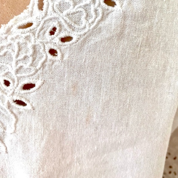 Linen Eyelet Broderie Flutter Sleeve Blouse - Picture 15 of 16